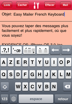 Easy Mailer French Keyboard Screenshot