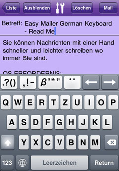 Easy Mailer German Keyboard Screenshot