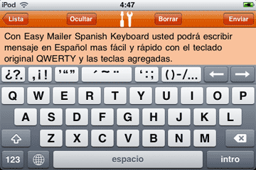 Easy Mailer Spanish Keyboard Landscape Screenshot
